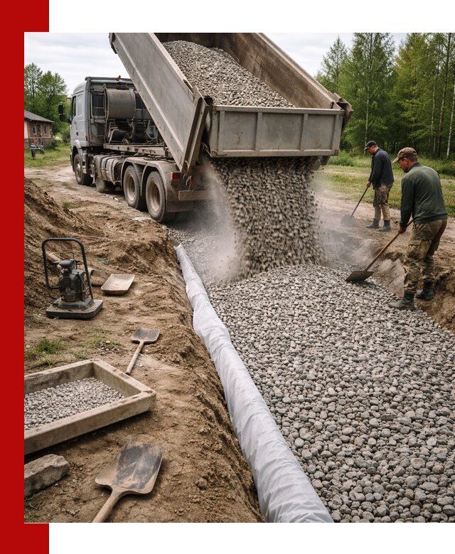 Гравий для дренажа с доставкой в Ревде качественный и недорогой