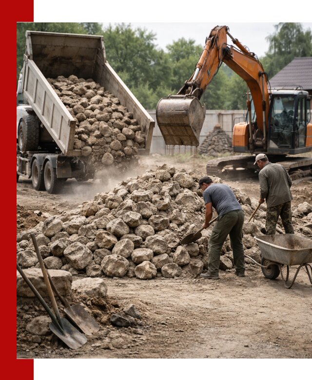 Доставка и разгрузка бутового камня в Ревде