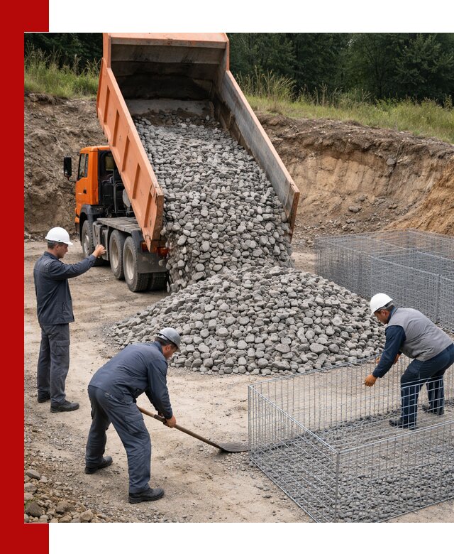Камень для габионов с доставкой в Ревде быстро и надёжно