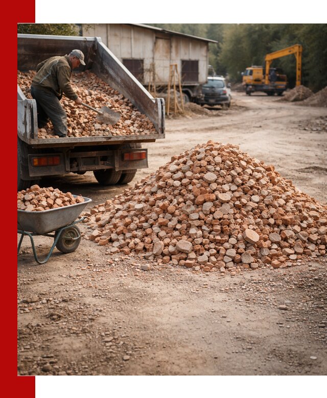 Доставка и подушка из боя кирпича с разгрузкой в Ревде