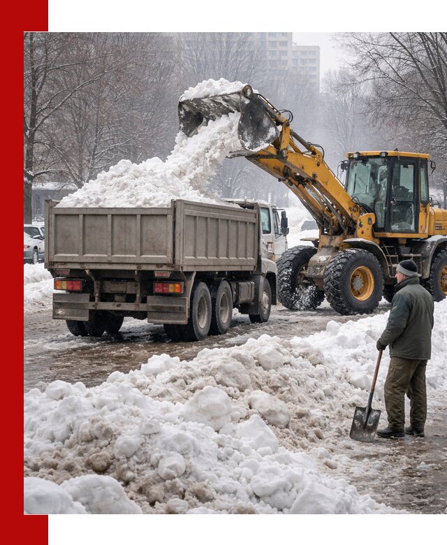 Вывоз снега грузовой техникой в Ревде оперативно и чисто