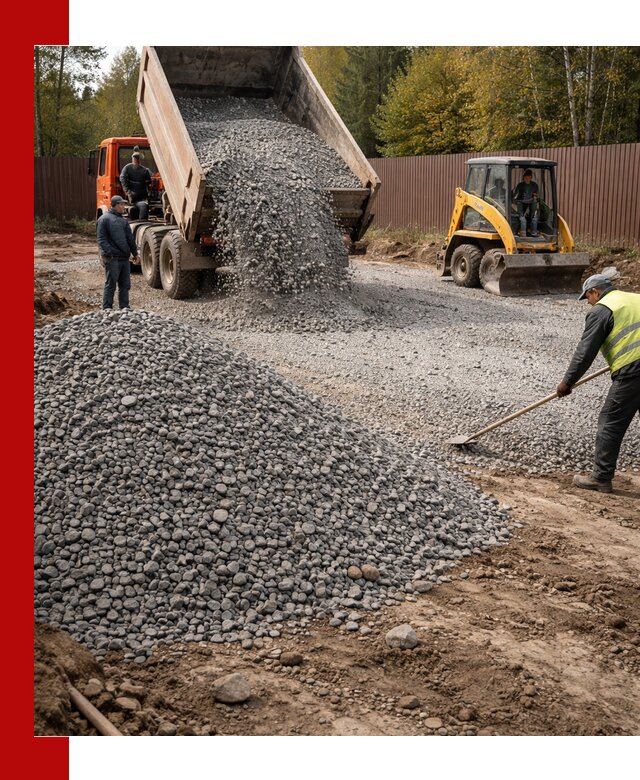 Отсыпка участка щебнем с доставкой и уплотнением в Ревде